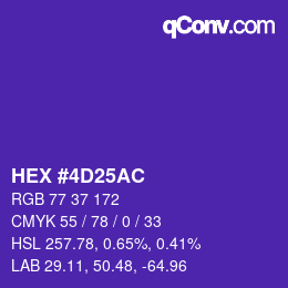 Color code: HEX #4D25AC | qconv.com