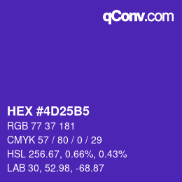 Color code: HEX #4D25B5 | qconv.com