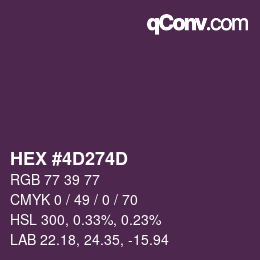 Color code: HEX #4D274D | qconv.com