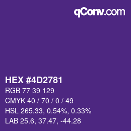 Color code: HEX #4D2781 | qconv.com