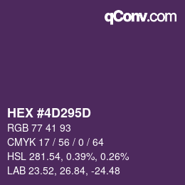 Color code: HEX #4D295D | qconv.com