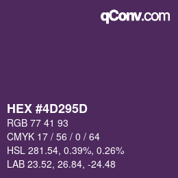 Color code: HEX #4D295D | qconv.com