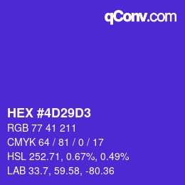 カラーコード: HEX #4D29D3 | qconv.com