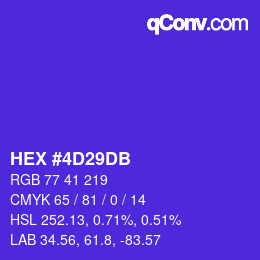 颜色代码: HEX #4D29DB | qconv.com