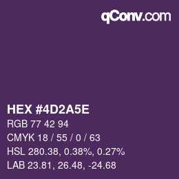 Color code: HEX #4D2A5E | qconv.com