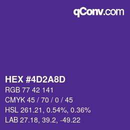 カラーコード: HEX #4D2A8D | qconv.com