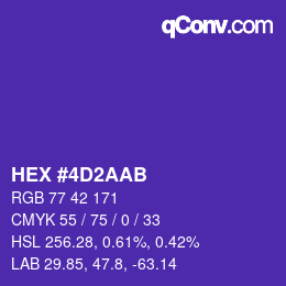 Color code: HEX #4D2AAB | qconv.com
