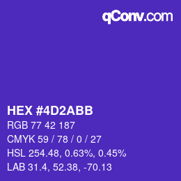 Color code: HEX #4D2ABB | qconv.com