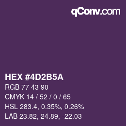 Color code: HEX #4D2B5A | qconv.com