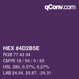 Color code: HEX #4D2B5E | qconv.com