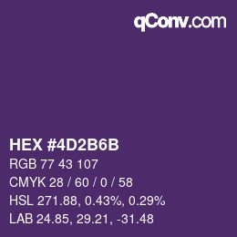 Color code: HEX #4D2B6B | qconv.com