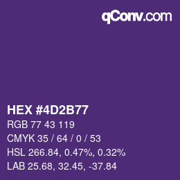 颜色代码: HEX #4D2B77 | qconv.com