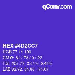 カラーコード: HEX #4D2CC7 | qconv.com