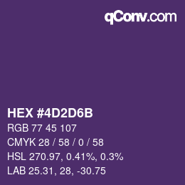 Color code: HEX #4D2D6B | qconv.com