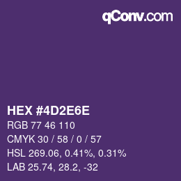 Color code: HEX #4D2E6E | qconv.com