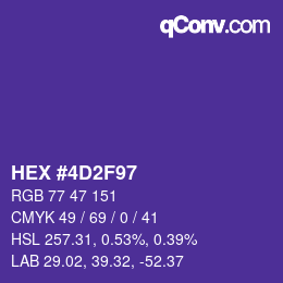 Color code: HEX #4D2F97 | qconv.com