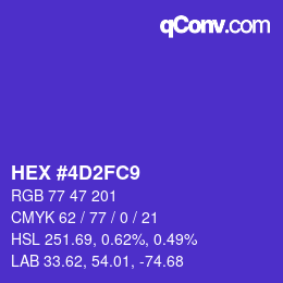 Color code: HEX #4D2FC9 | qconv.com