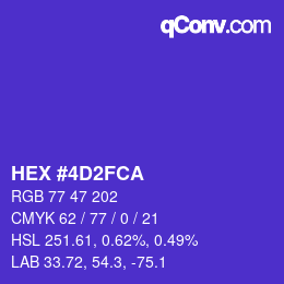 Color code: HEX #4D2FCA | qconv.com