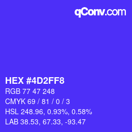 Color code: HEX #4D2FF8 | qconv.com