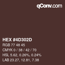 Color code: HEX #4D302D | qconv.com