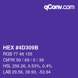 Color code: HEX #4D309B | qconv.com