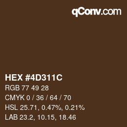 Color code: HEX #4D311C | qconv.com
