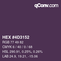 Color code: HEX #4D3152 | qconv.com