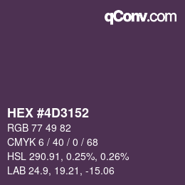 Color code: HEX #4D3152 | qconv.com