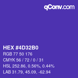 Color code: HEX #4D32B0 | qconv.com