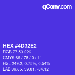颜色代码: HEX #4D32E2 | qconv.com