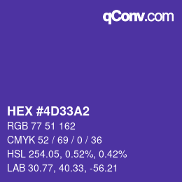 颜色代码: HEX #4D33A2 | qconv.com