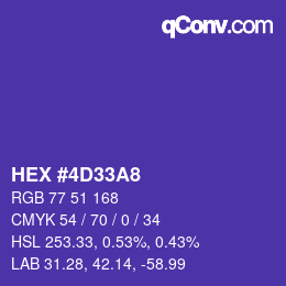 Farbcode: HEX #4D33A8 | qconv.com