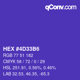 Color code: HEX #4D33B6 | qconv.com
