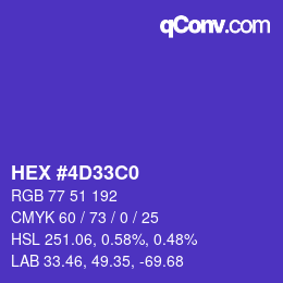 カラーコード: HEX #4D33C0 | qconv.com