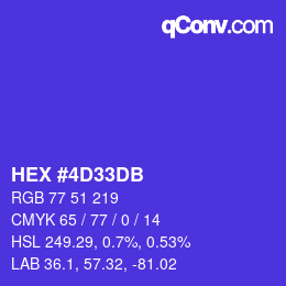 カラーコード: HEX #4D33DB | qconv.com