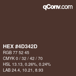 Color code: HEX #4D342D | qconv.com