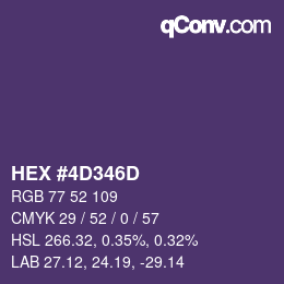 Color code: HEX #4D346D | qconv.com