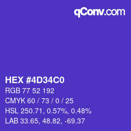 Color code: HEX #4D34C0 | qconv.com