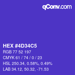 Color code: HEX #4D34C5 | qconv.com