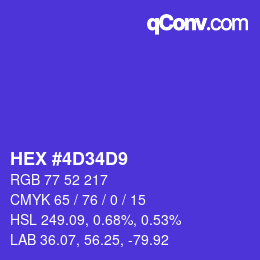 Color code: HEX #4D34D9 | qconv.com