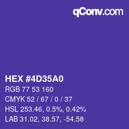 Color code: HEX #4D35A0 | qconv.com