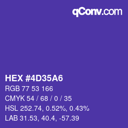 カラーコード: HEX #4D35A6 | qconv.com