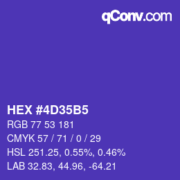 カラーコード: HEX #4D35B5 | qconv.com