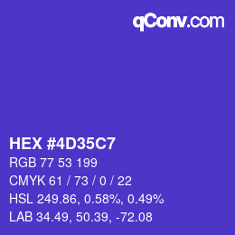Color code: HEX #4D35C7 | qconv.com