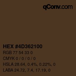 カラーコード: HEX #4D362100 | qconv.com