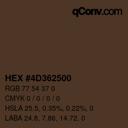 Code couleur: HEX #4D362500 | qconv.com