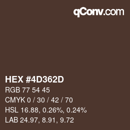 Color code: HEX #4D362D | qconv.com