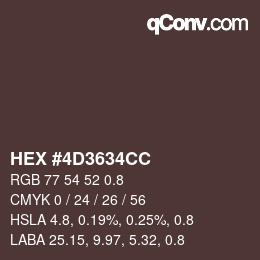 Farbcode: HEX #4D3634CC | qconv.com