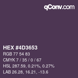 Farbcode: HEX #4D3653 | qconv.com