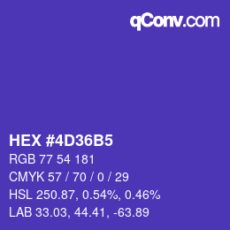 カラーコード: HEX #4D36B5 | qconv.com